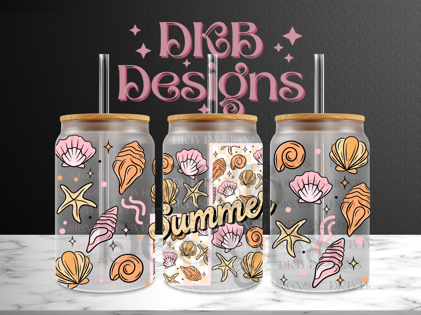 Summer 16oz glass can UV DTF