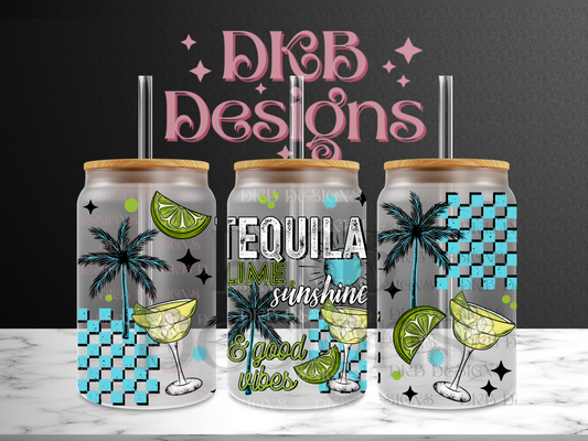 Tequila lime 16oz glass can UV DTF