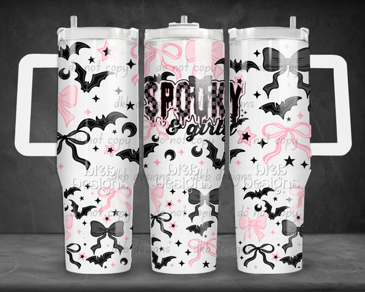 Spooky & girly 40oz Tumbler UV DTF