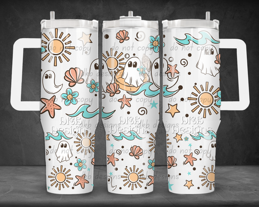 Beach ghosts 40oz Tumbler UV DTF