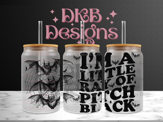 Day of pitch black 16oz glass can UV DTF
