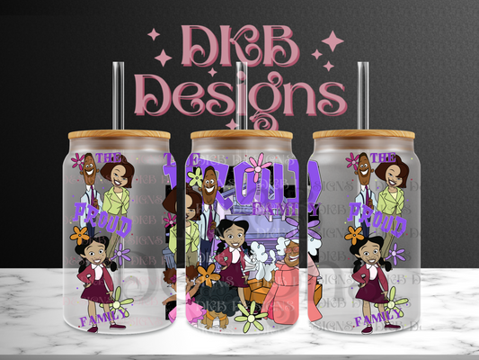 Proud family 16oz glass can UV DTF
