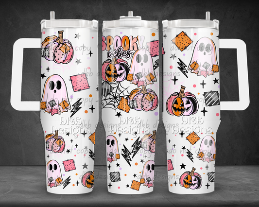 Spooky vibes 40oz Tumbler UV DTF