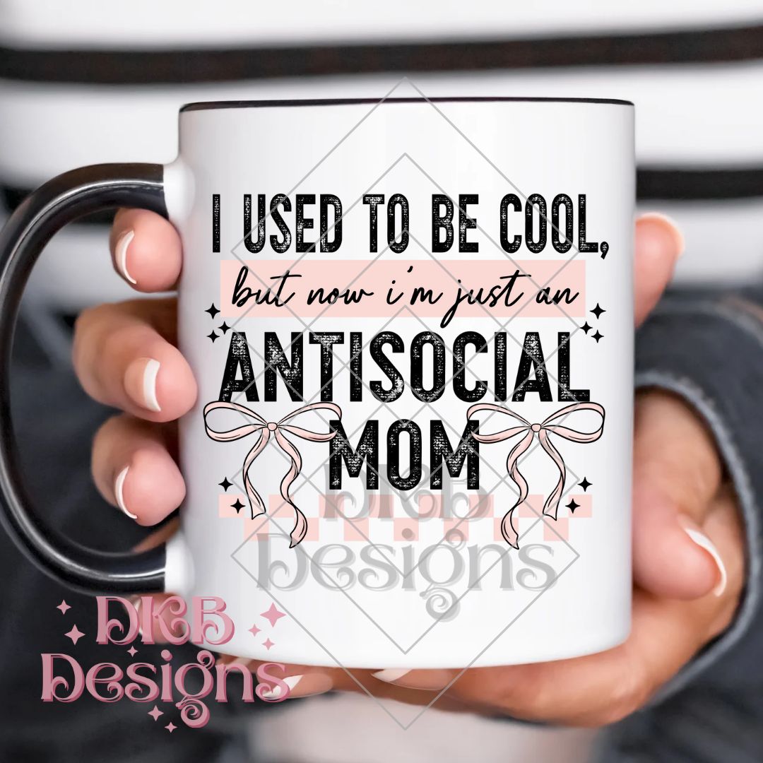 Antisocial mom pink black UV DTF