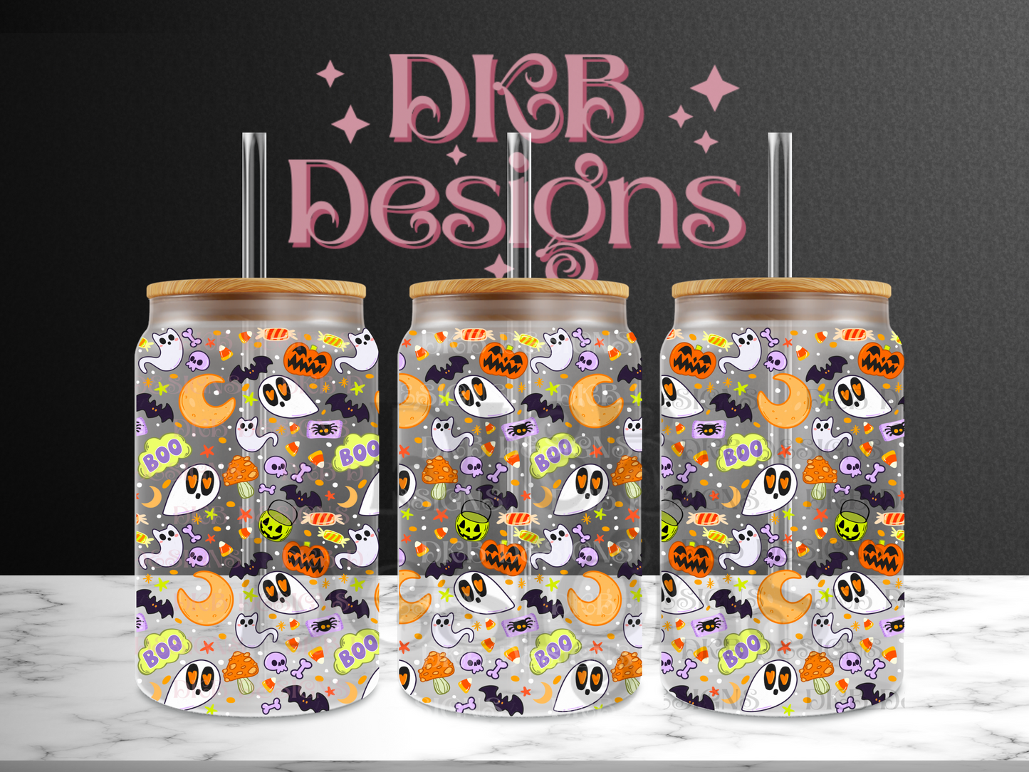 Too ghoul 16oz glass can UV DTF