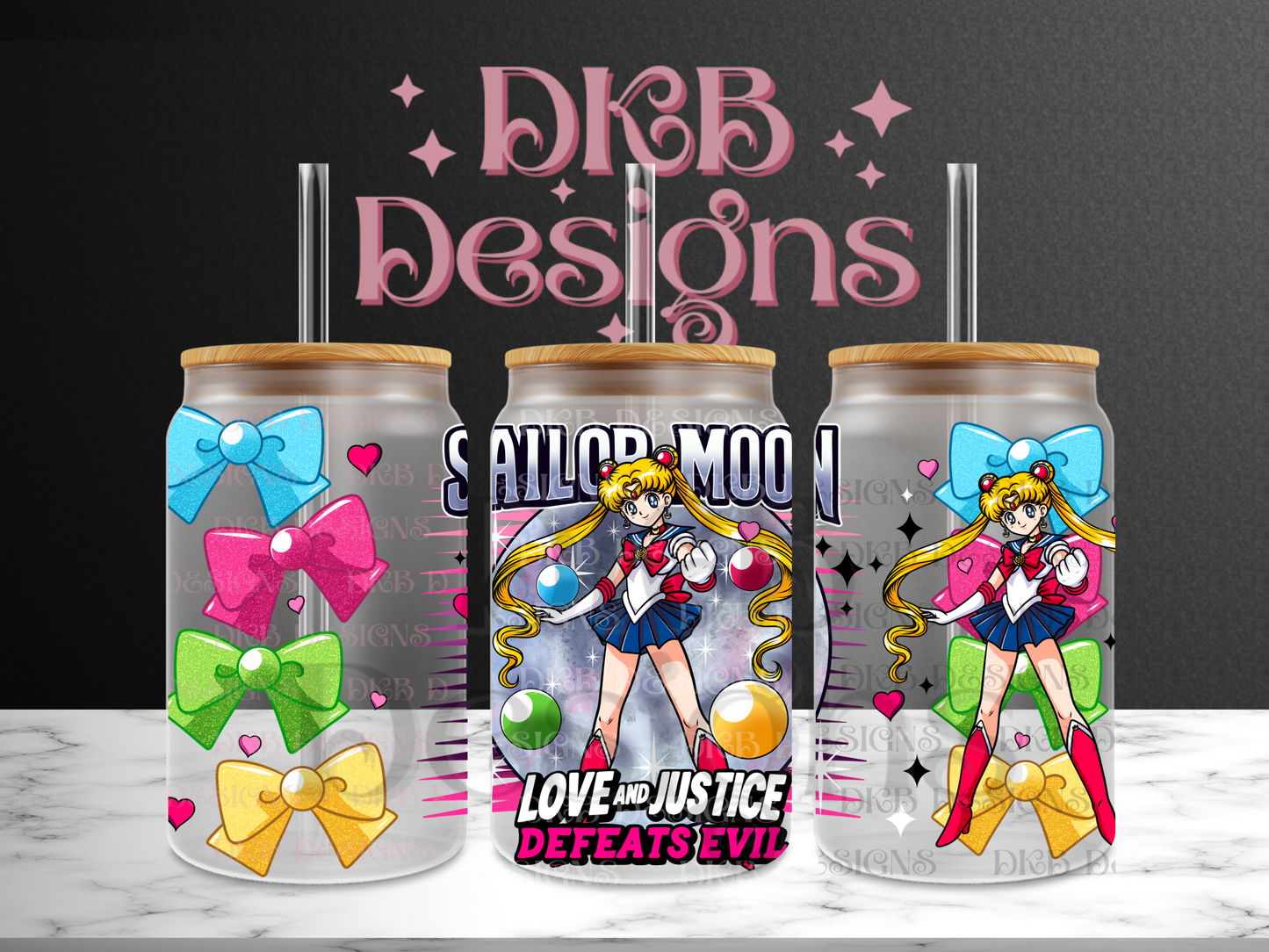 Love and justice 16oz glass can UV DTF