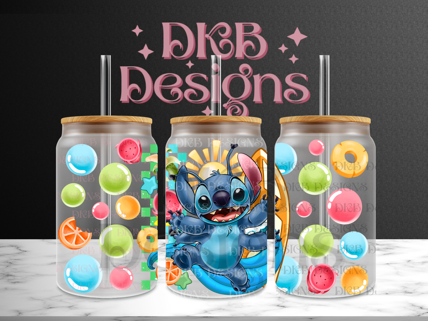 Surfs up 16oz glass can UV DTF