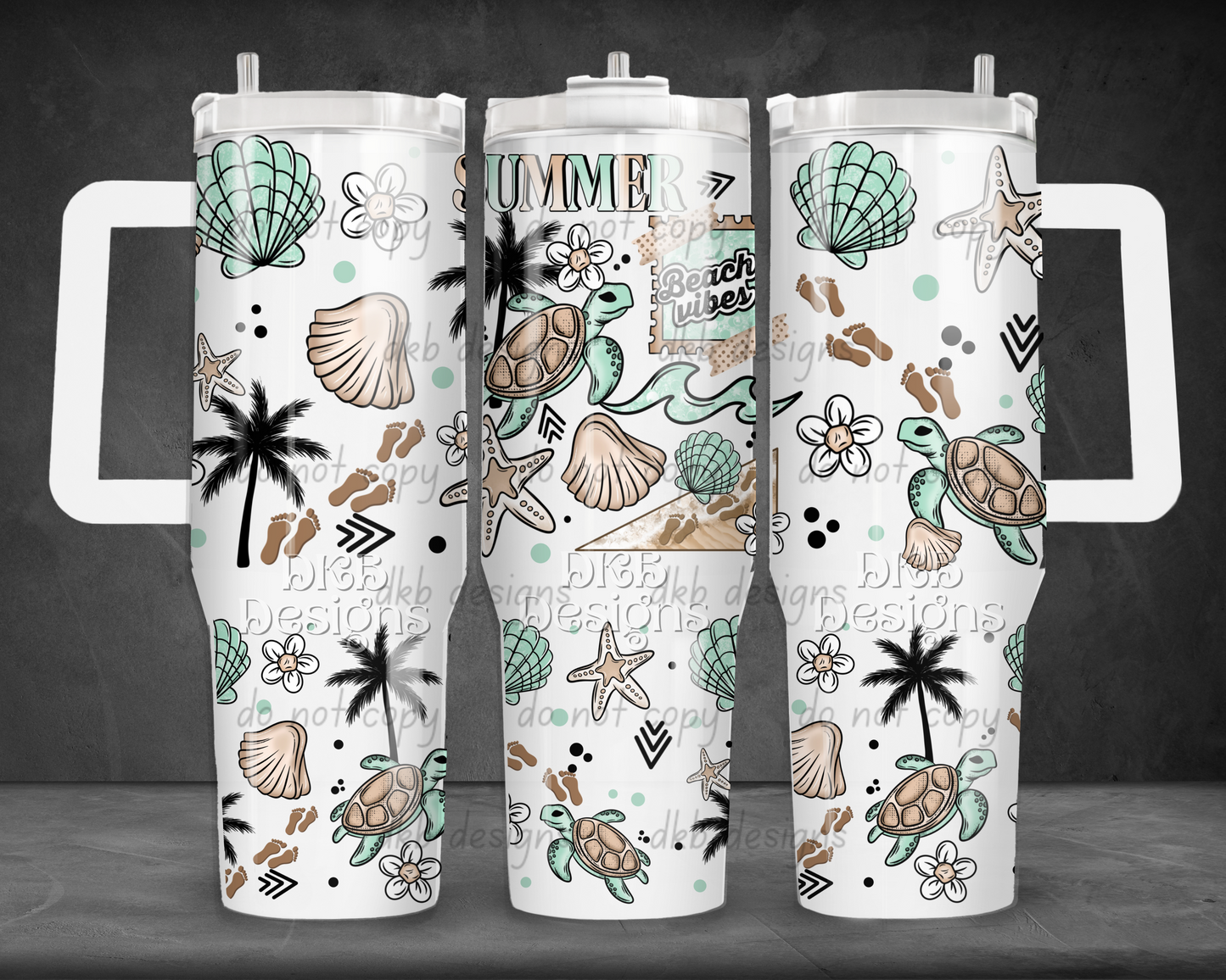 Summer beach vibes 40oz Tumbler UV DTF