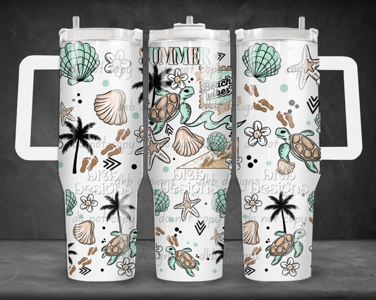 Summer beach vibes 40oz Tumbler UV DTF