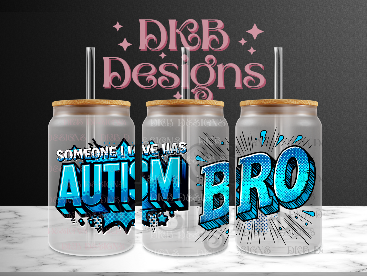 Autism bro 16oz glass can UV DTF